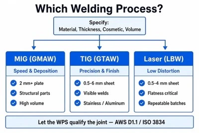 MIG vs TIG vs laserkeevitus: milline protsess sobib teie projekti jaoks?